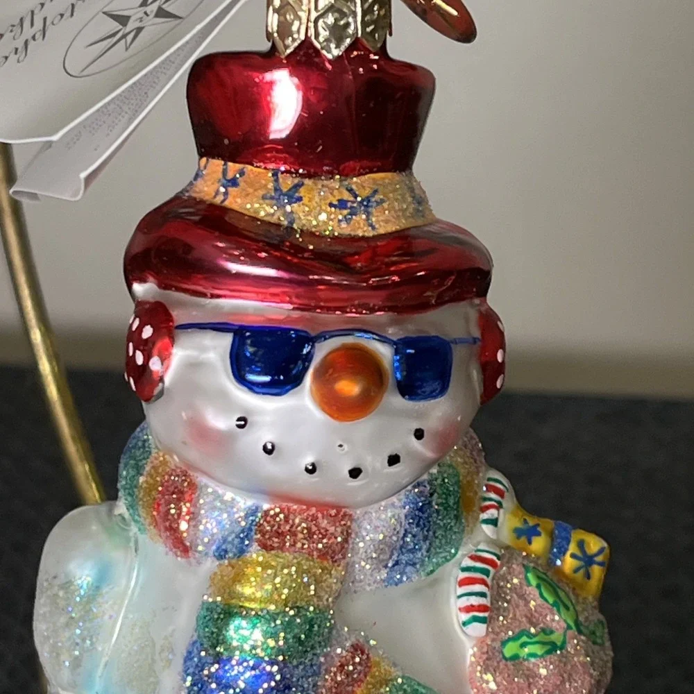 Vtg Radko Hot & Frosty Snowman Glass Christmas Ornament 5